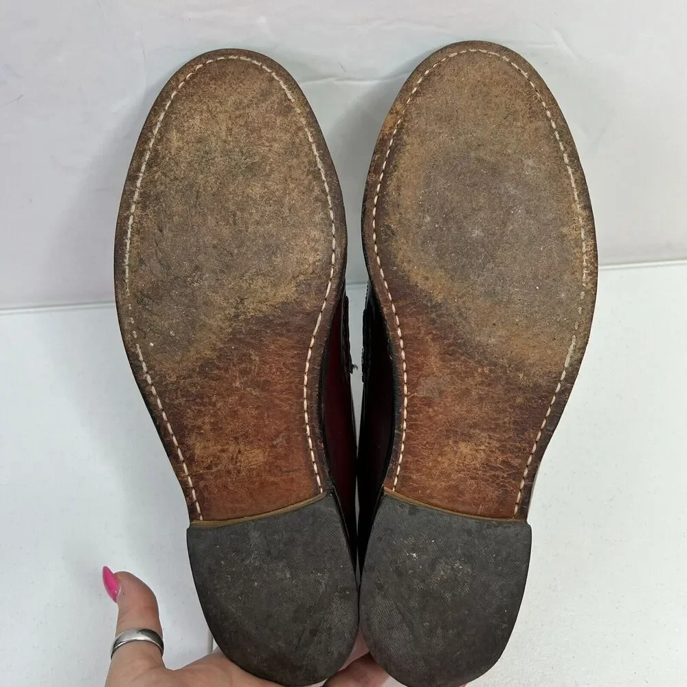 Allen Edmonds Stowe Mens Size 9.5 Loafers Leather Brown Slip On Tassels USA Made